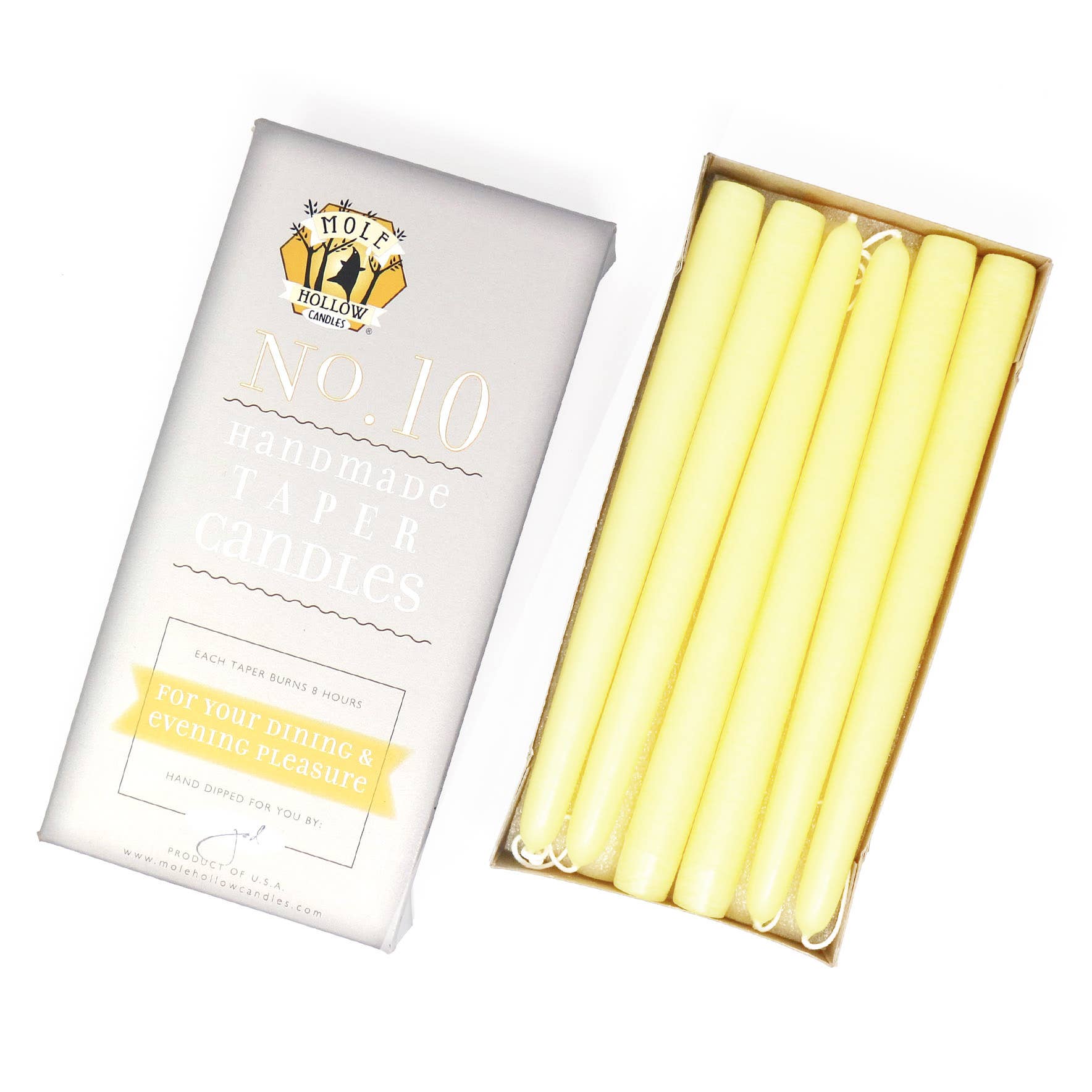 10" Hand Dipped Taper Candles – Mole Hollow Candles