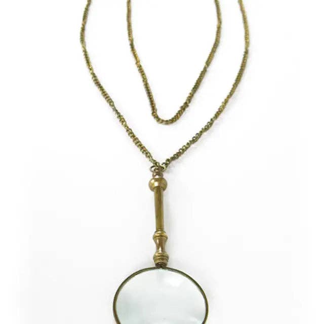Antiqued Brass Small Magnifying Lens with Long Chain – Vagabond Vintage