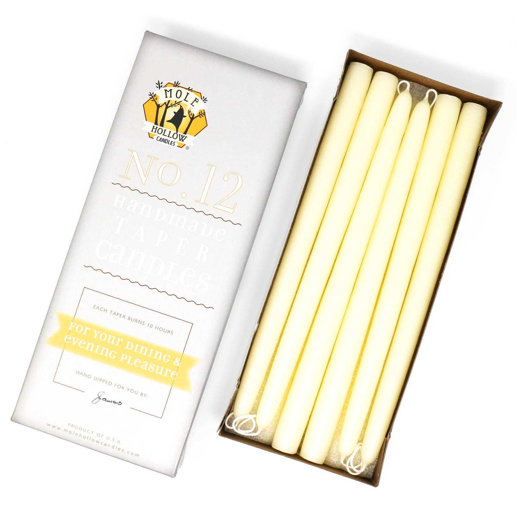 12" Hand Dipped Taper Candles – Mole Hollow Candles