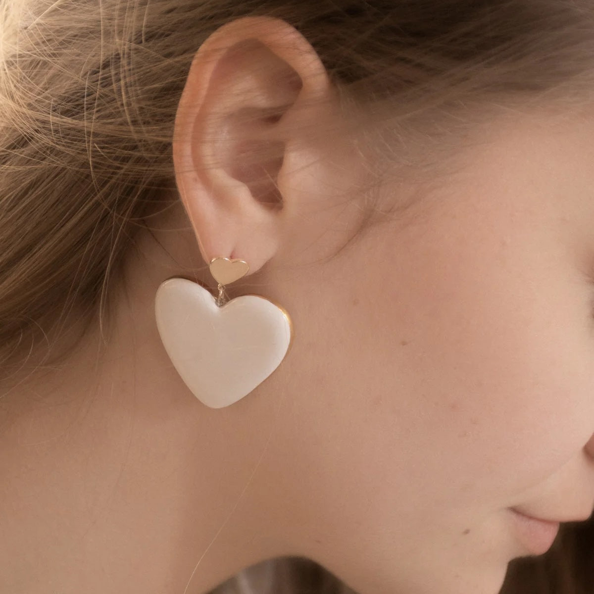 Big White Heart Earrings