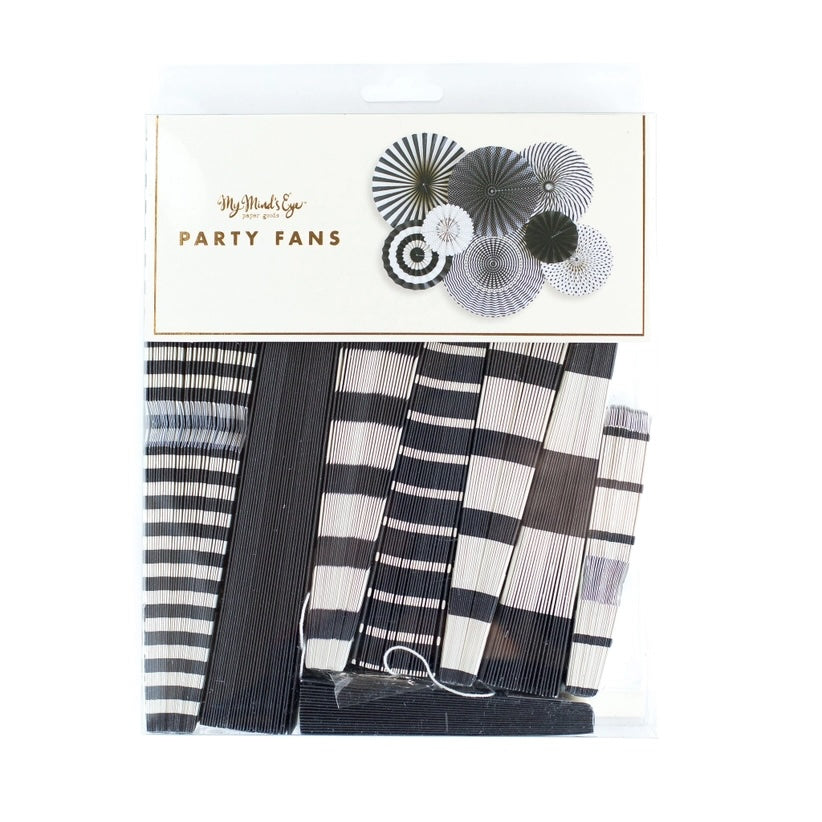 Black and White Large Party Fan Set