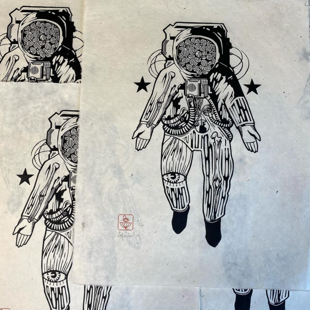 X-Large Linocut by Topsi Turby