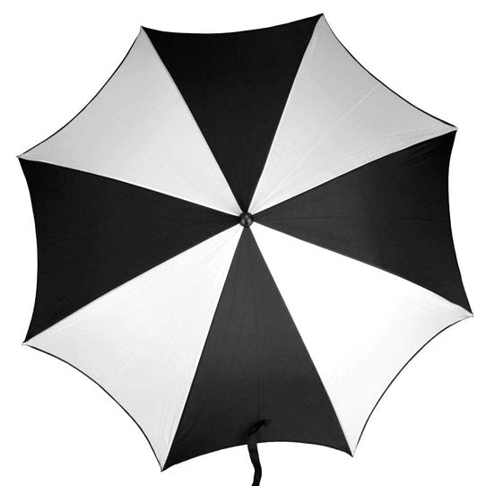 Black and white umbrella on a white background