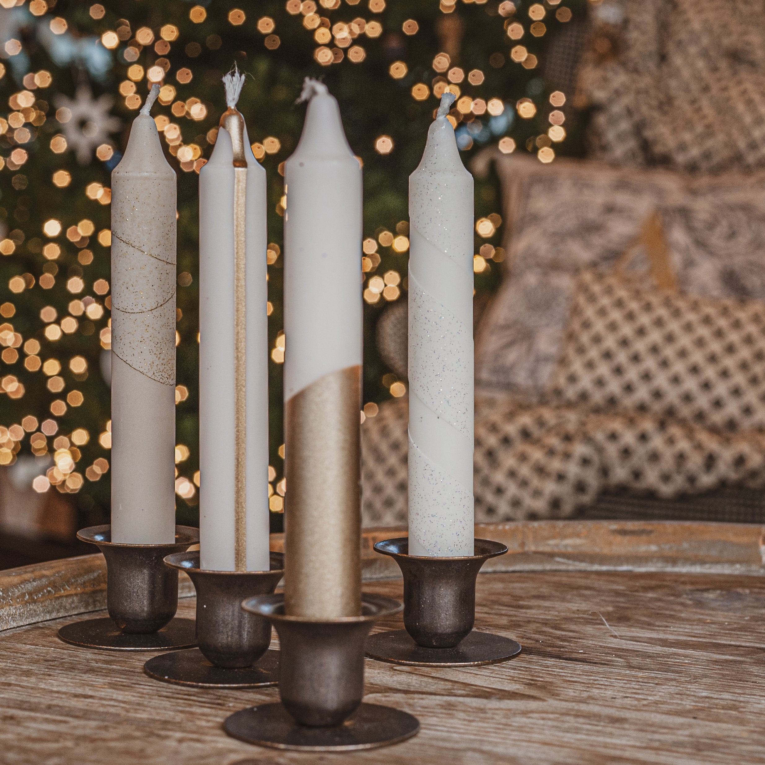 Hand Decorated Candles Gold