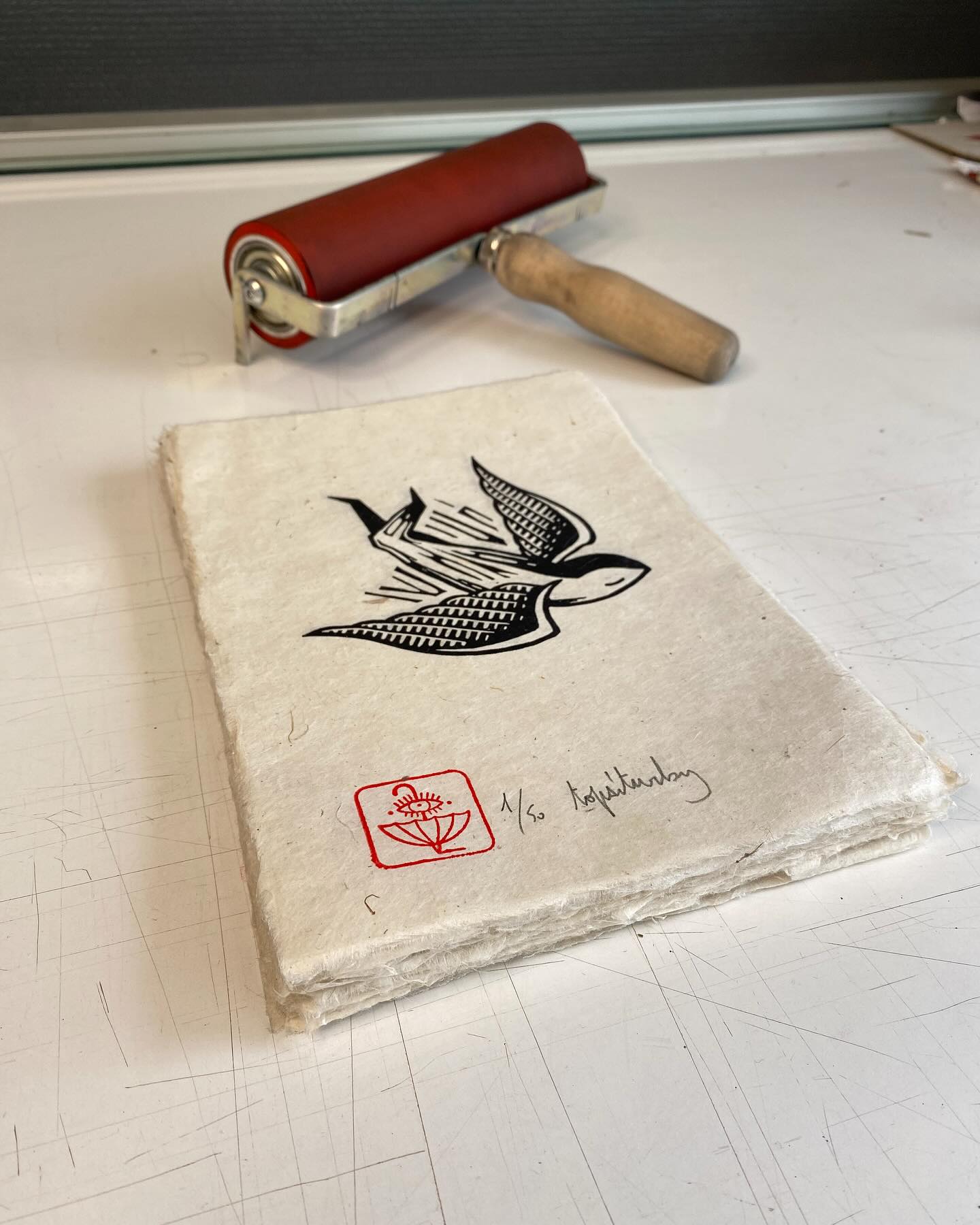 Small Linocut by Topsi Turby