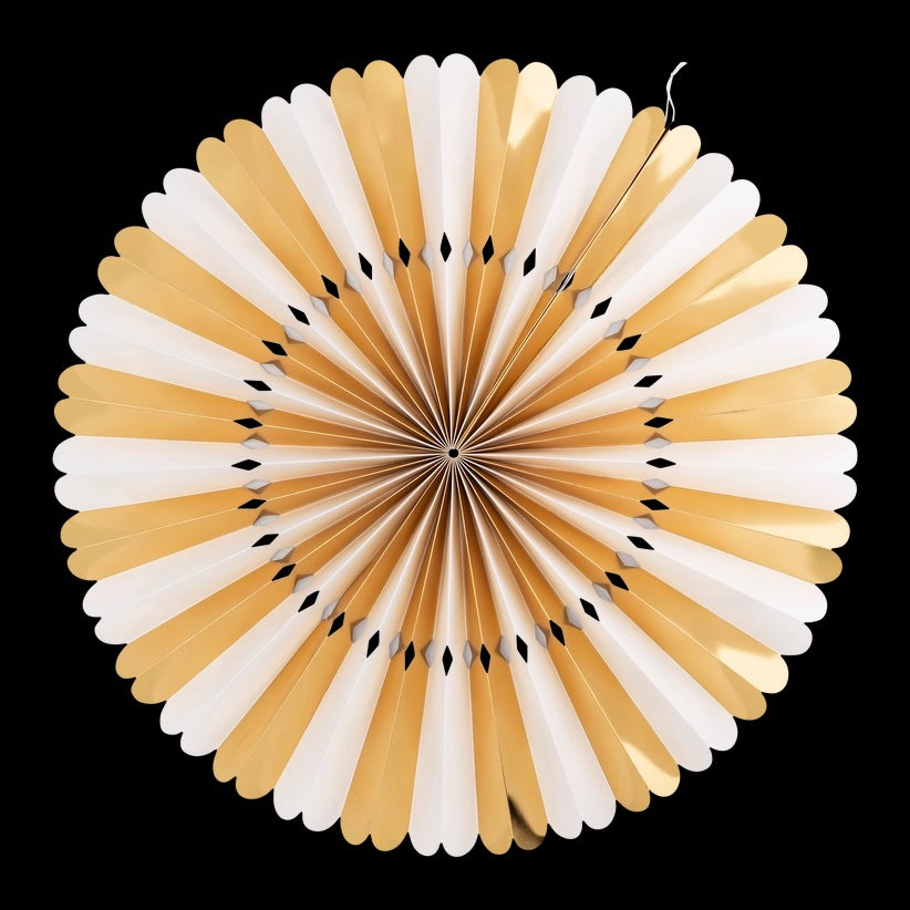 Gold and White Small Party Fan Set