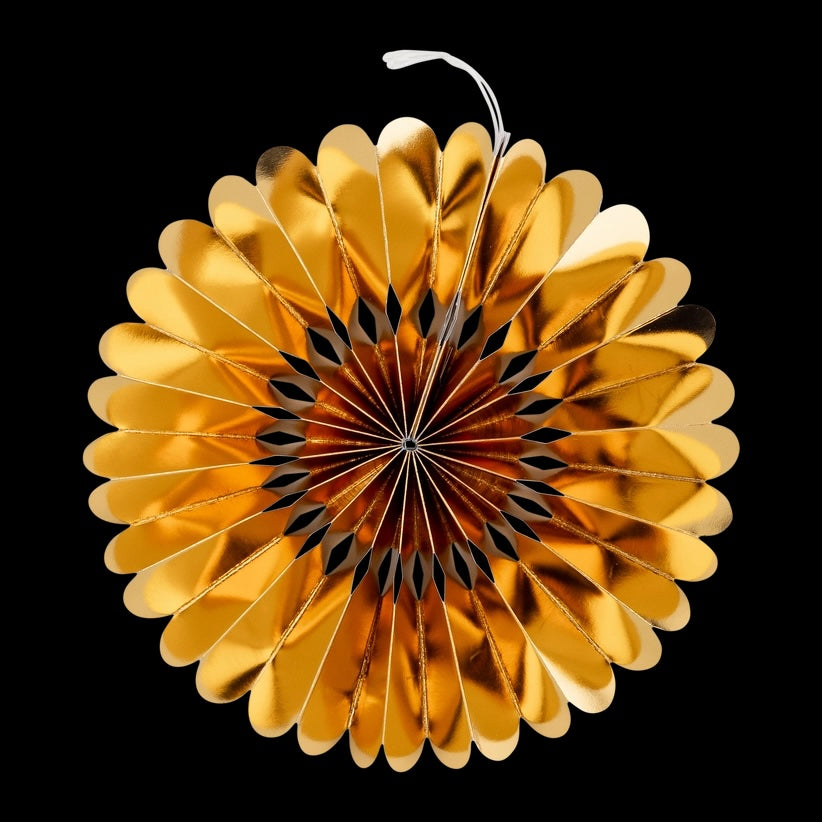 Gold and White Small Party Fan Set