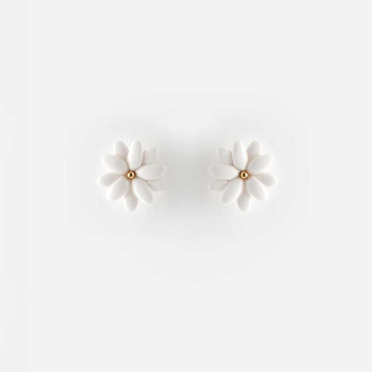 Mini White Daisy Earrings