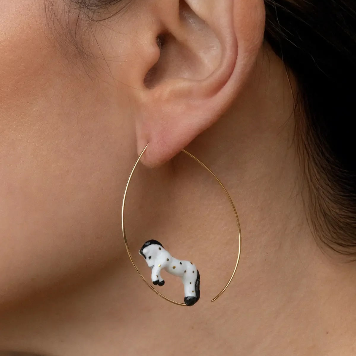 White Horse Hoop Earrings (Last Chance)