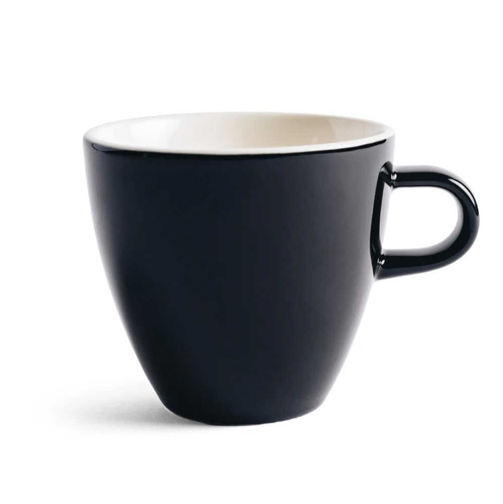 Black mug with a white interior on a white background