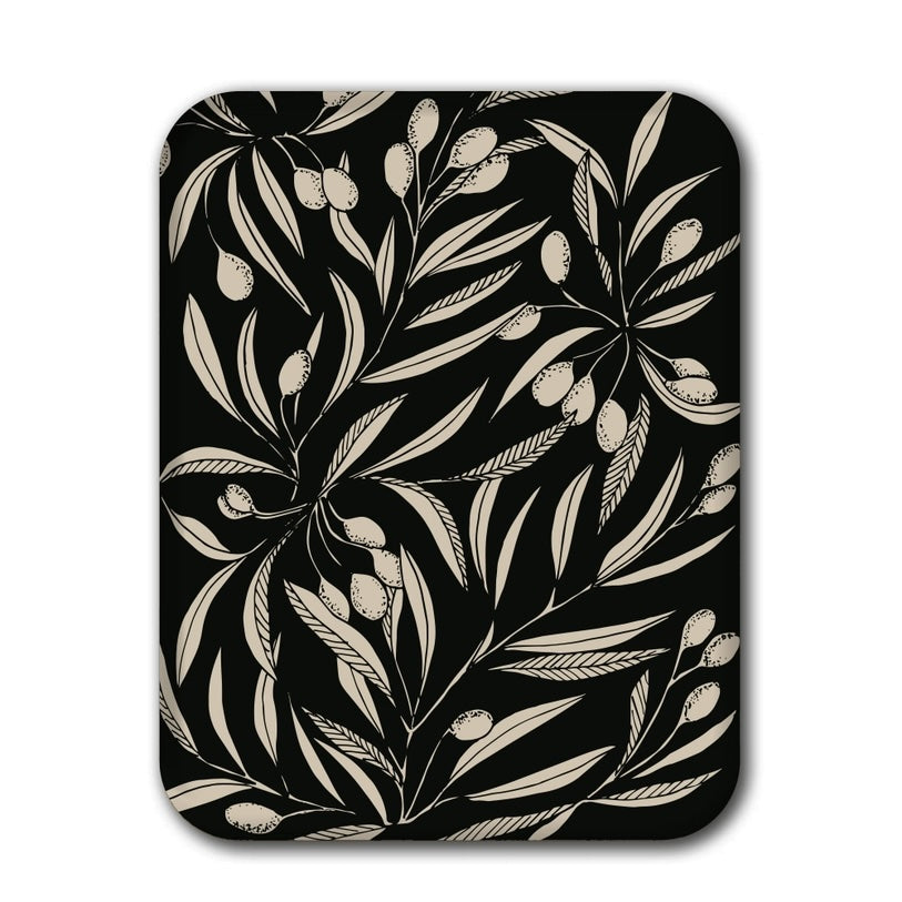 Patterned tray with leaf design on a black background