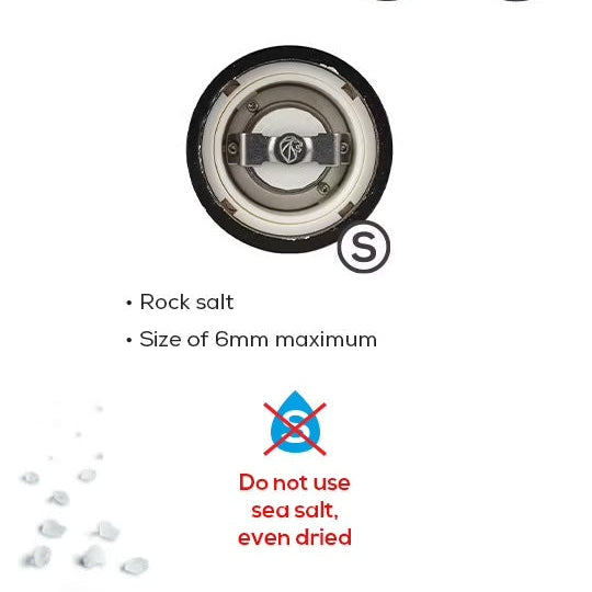 Peugeot powdered salt mechanism with Zirilion logo on a white background