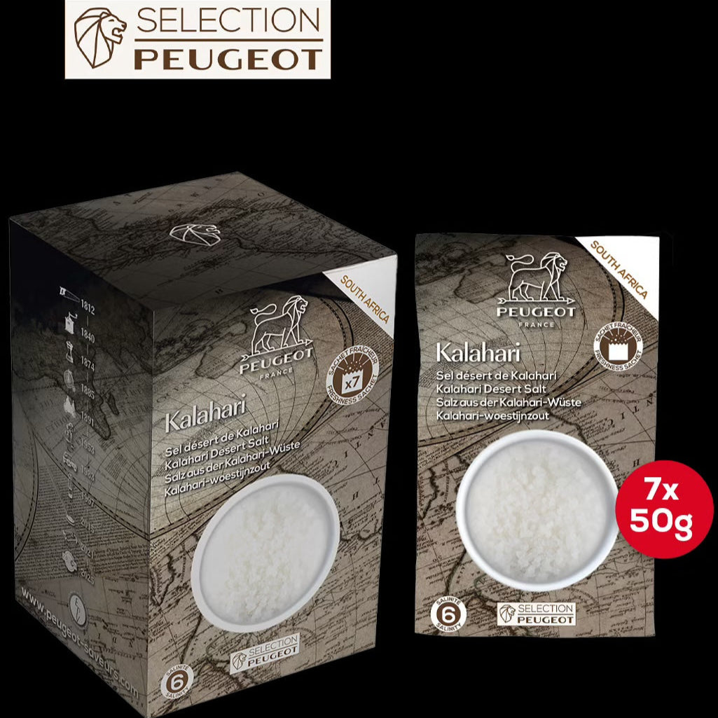 Peugeot Kalahan salt with packaging design and branding.