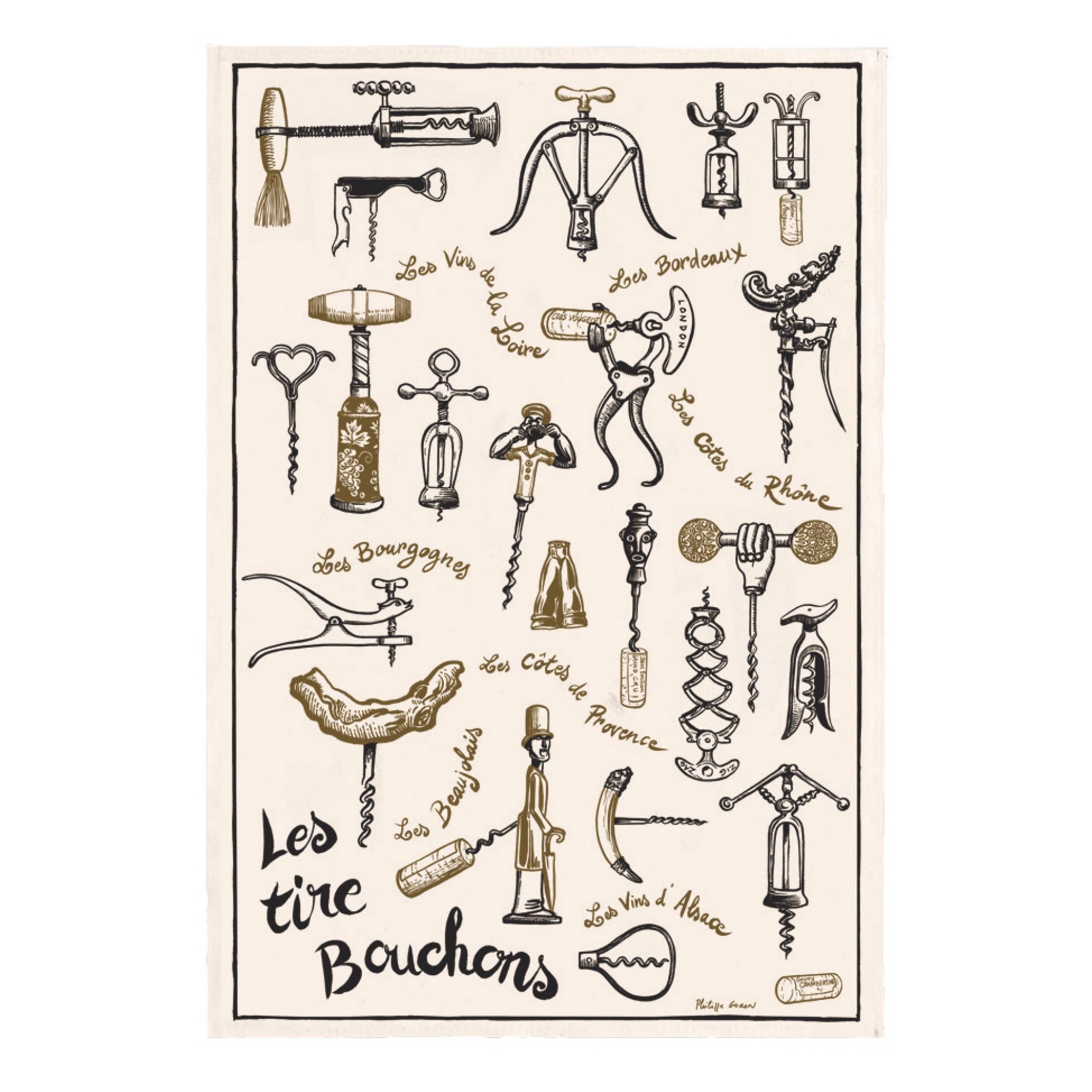 French Culinary Illustrations Tea Towel
