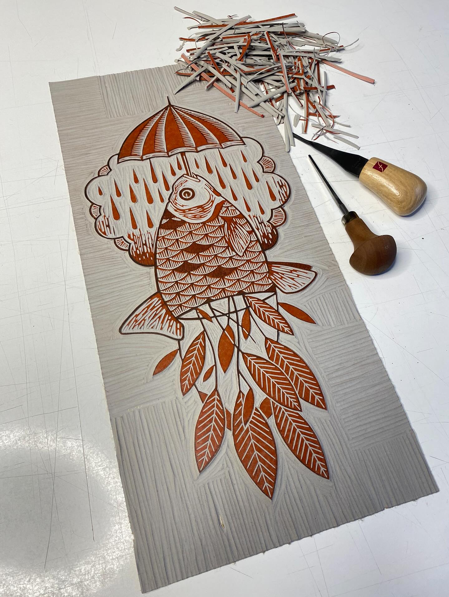 Large Linocut by Topsi Turby