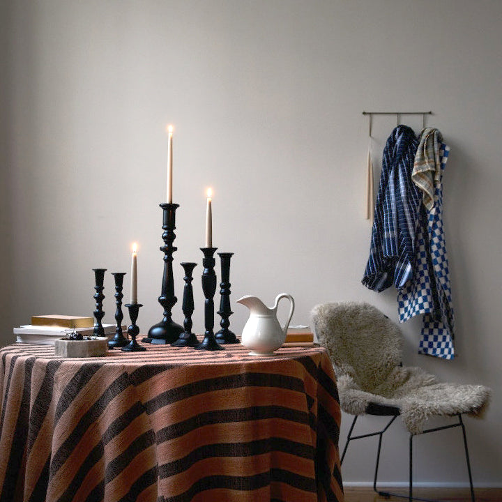 Georgian Black Lacquered Candlestick