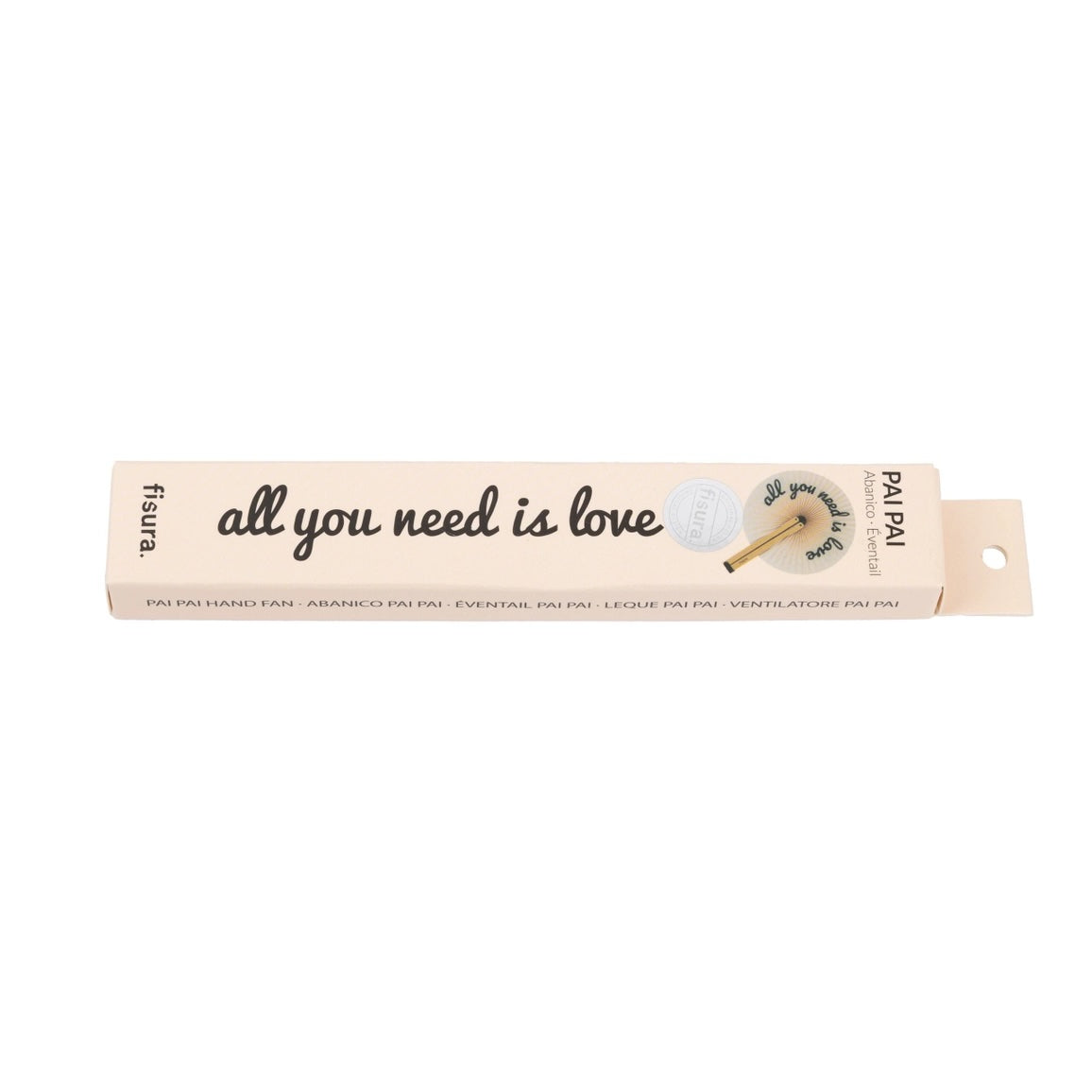 Roll of paper with 'all you need is love' text and a small heart design on a white background