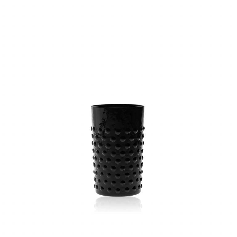 Black textured glass on a white background