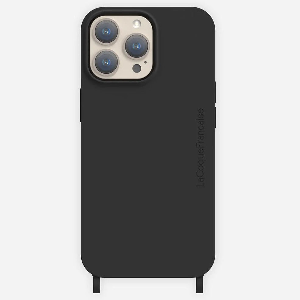 A black mobile phone case with a soft touch ring feature, designed for protection.