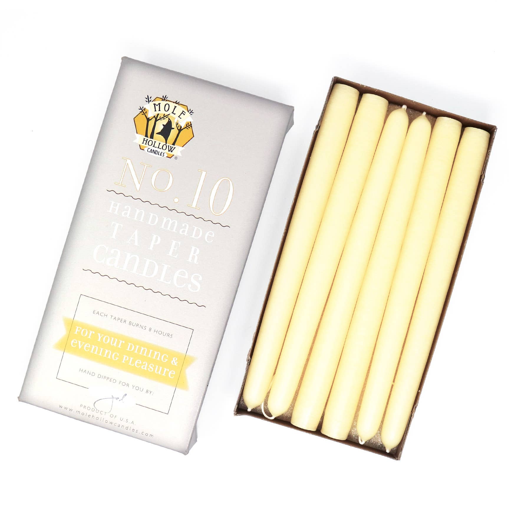 10" Hand Dipped Taper Candles – Mole Hollow Candles
