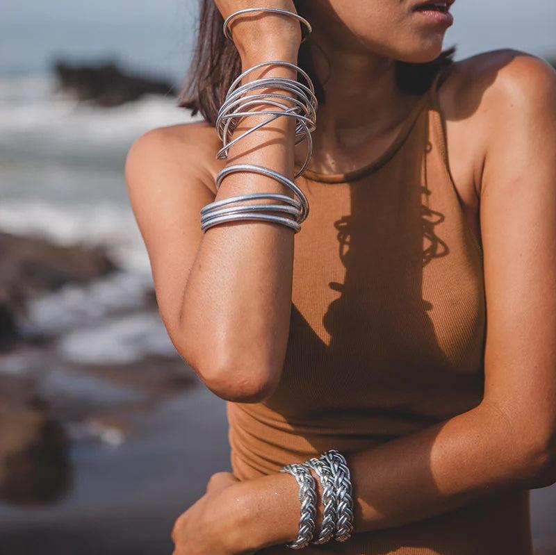Double Braided Bracelet Silver