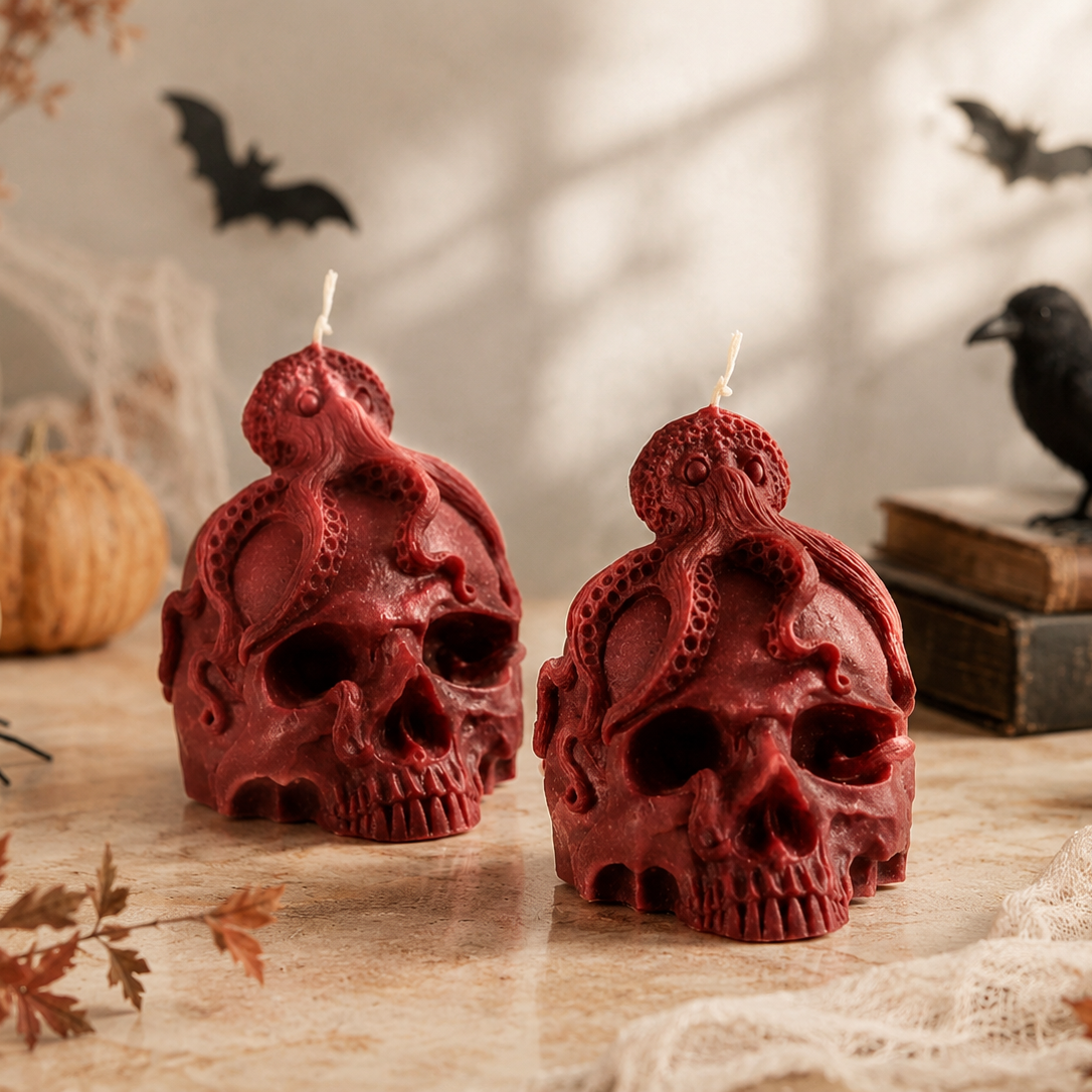 Skull with Octopus Candle – Agaboo Candle