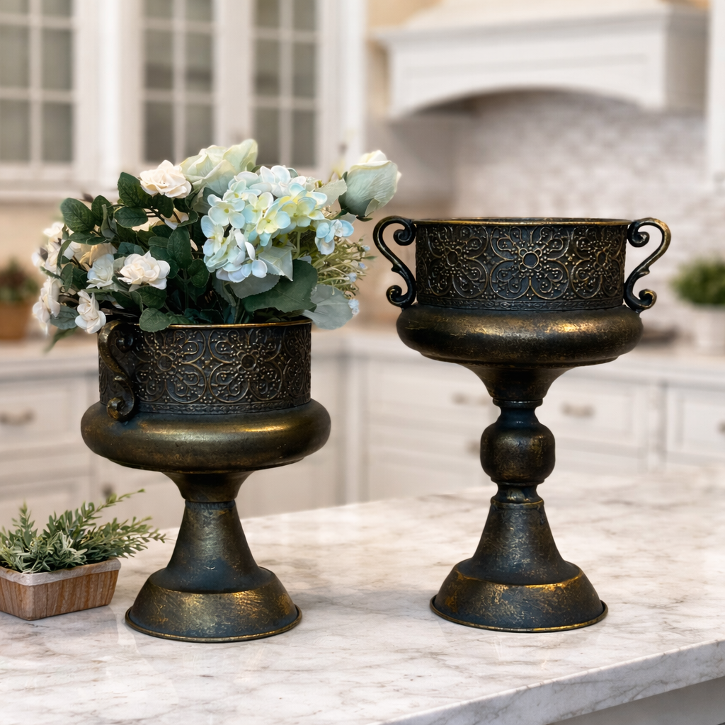 Vintage Ornate Metal Urn – Vagabond Vintage