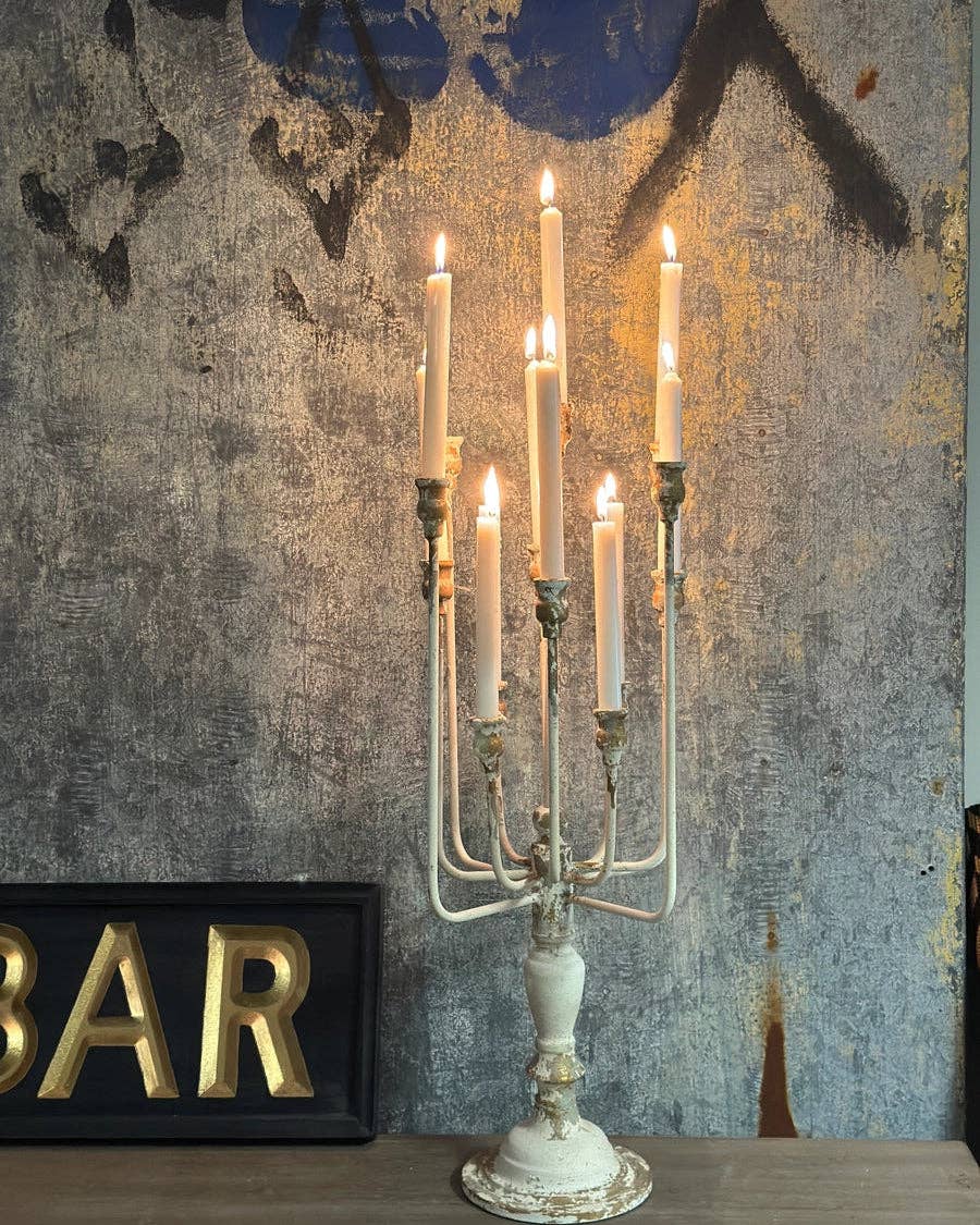 White 13-Candle Iron Candelabra – Vagabond Vintage