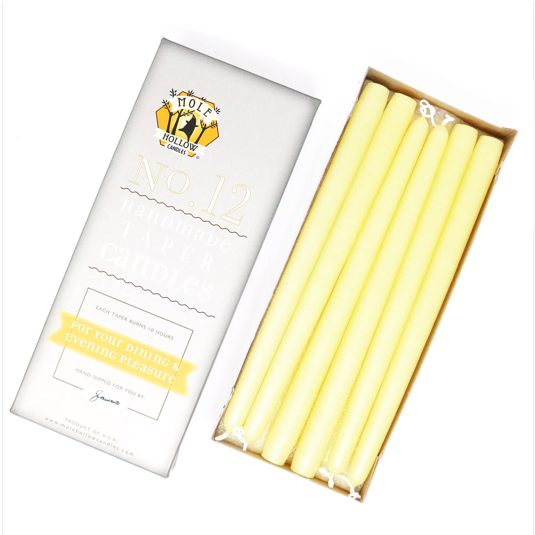 12" Hand Dipped Taper Candles – Mole Hollow Candles