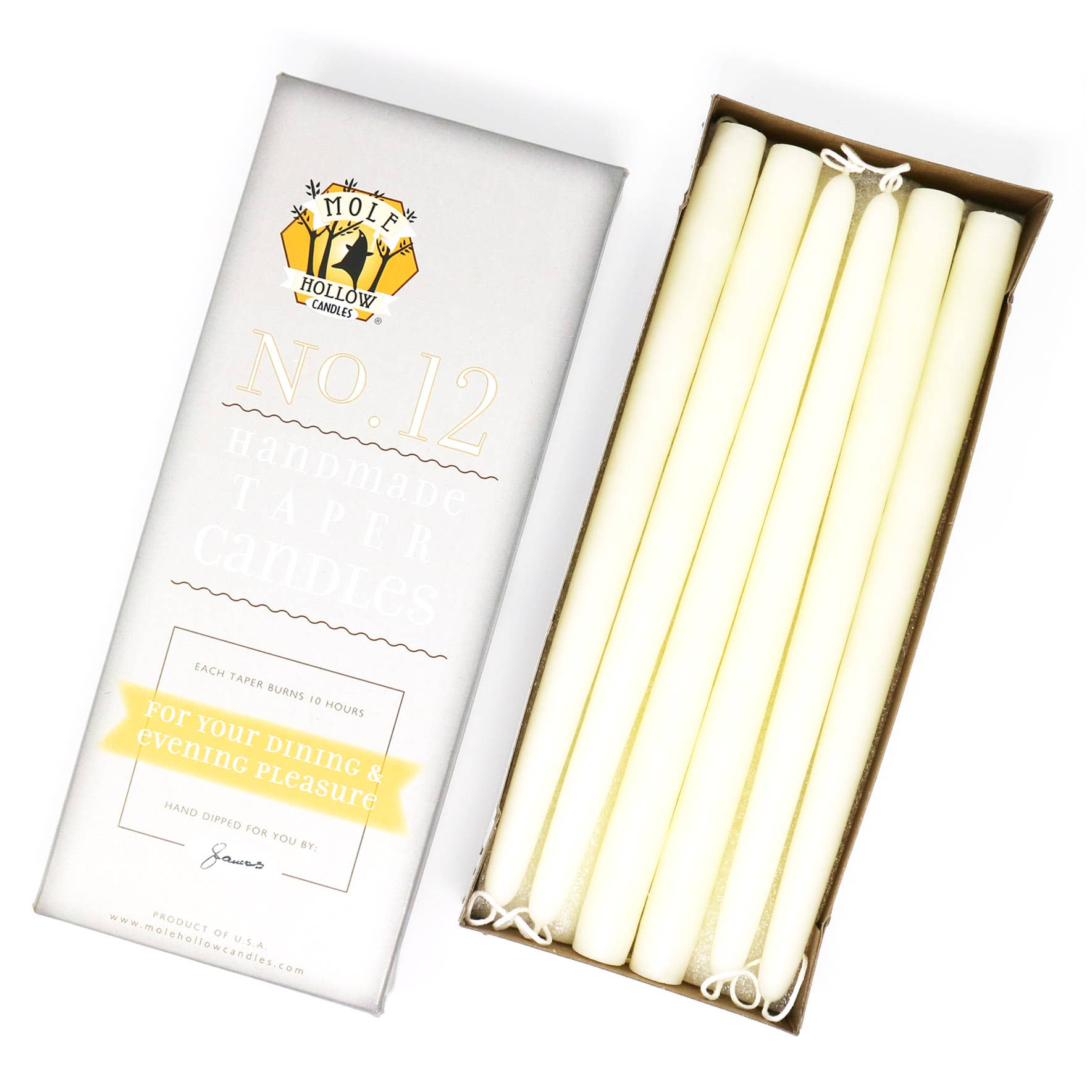 12" Hand Dipped Taper Candles – Mole Hollow Candles