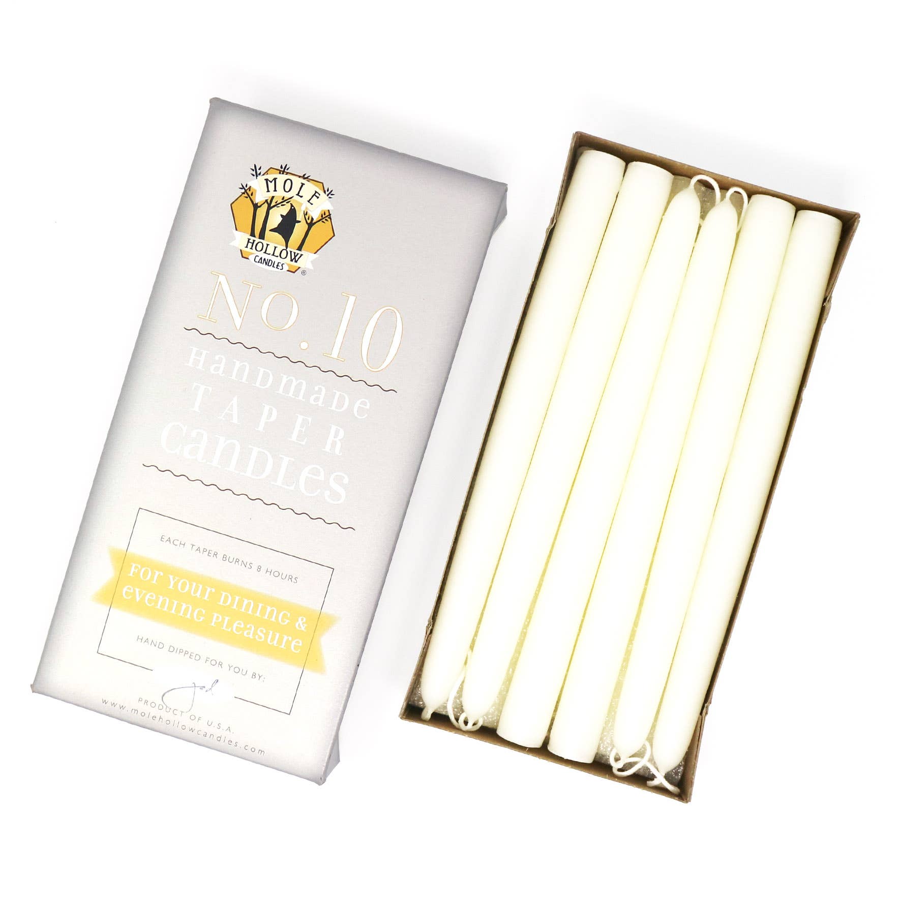 10" Hand Dipped Taper Candles – Mole Hollow Candles