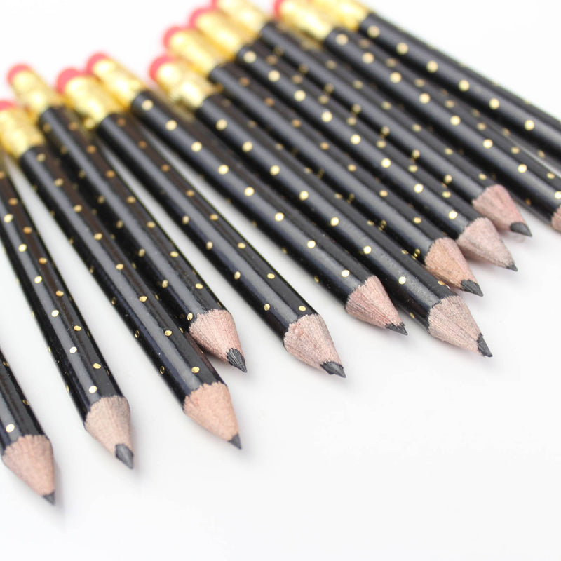 Mini Pencils - Gold Dot/Black