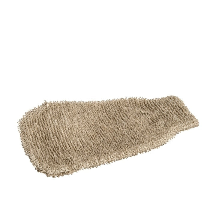 Natural bath mitt on a white background