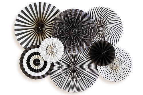 Black and White Large Party Fan Set