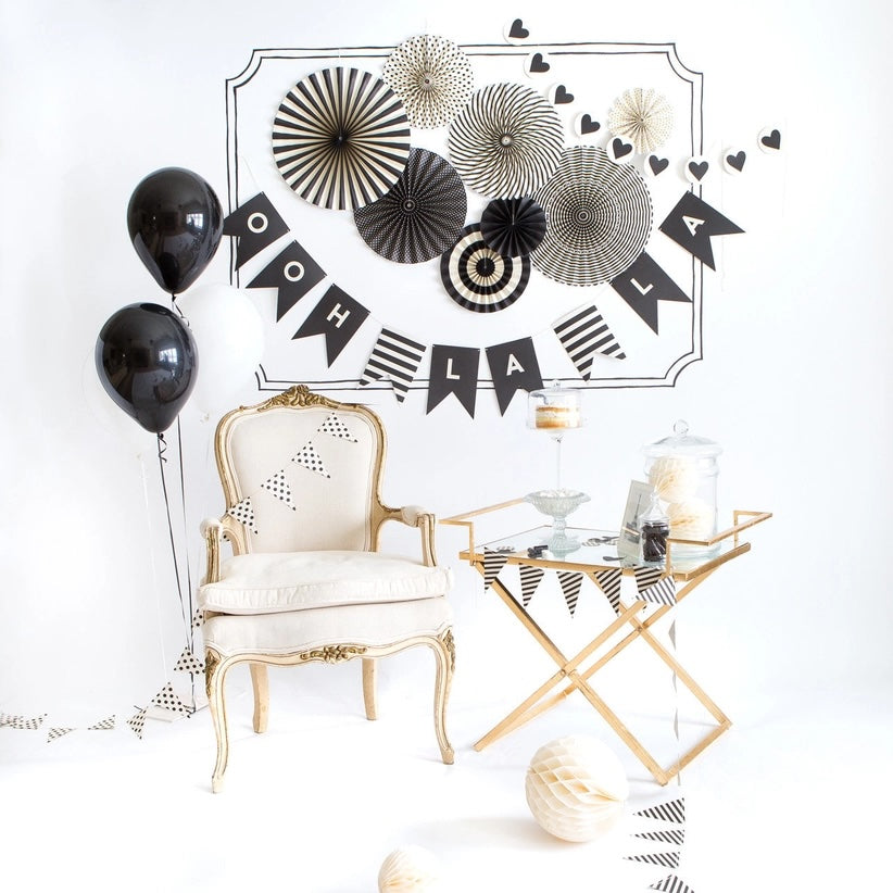 Black and White Large Party Fan Set