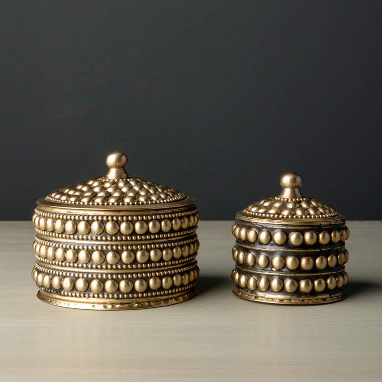 Brass Dotted Boxes Set of 2