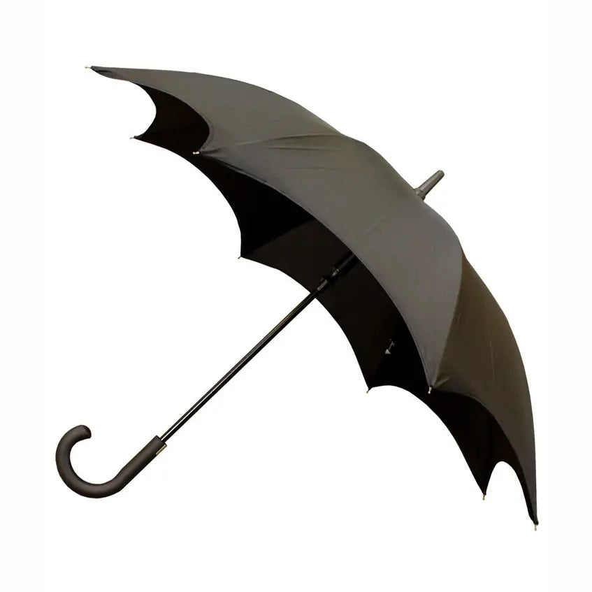 Black and gray umbrella on a white background