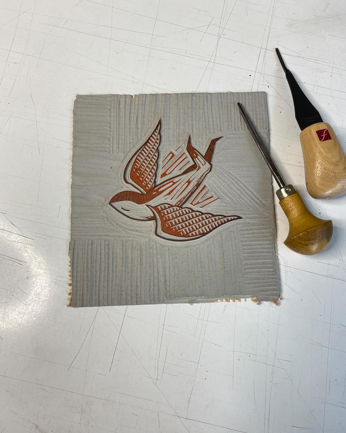 Small Linocut by Topsi Turby