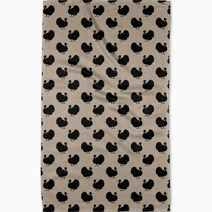 Beige fabric with black turkey pattern