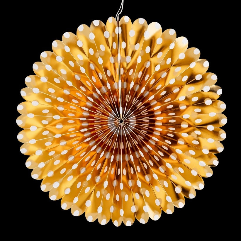 Gold and White Small Party Fan Set