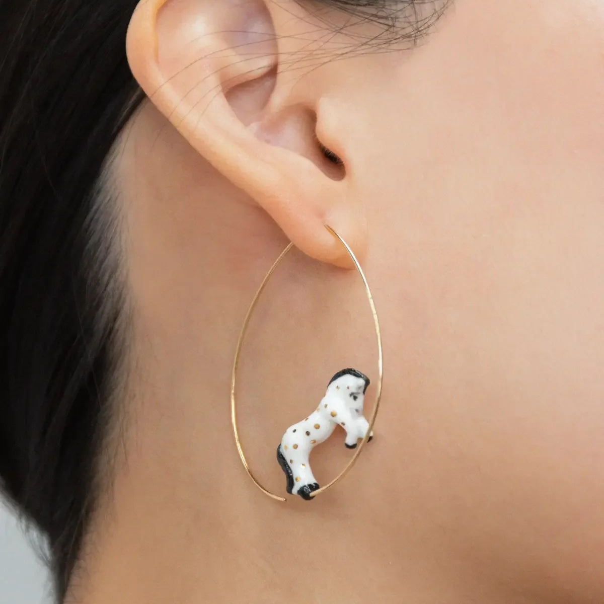 White Horse Hoop Earrings (Last Chance)
