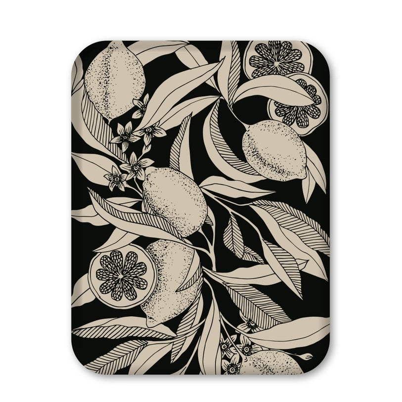 Fruit and leaf pattern on a black background
