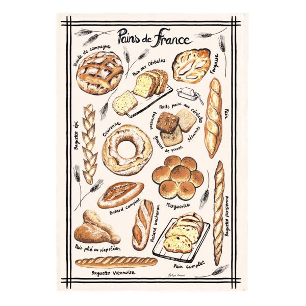 French Culinary Illustrations Tea Towel