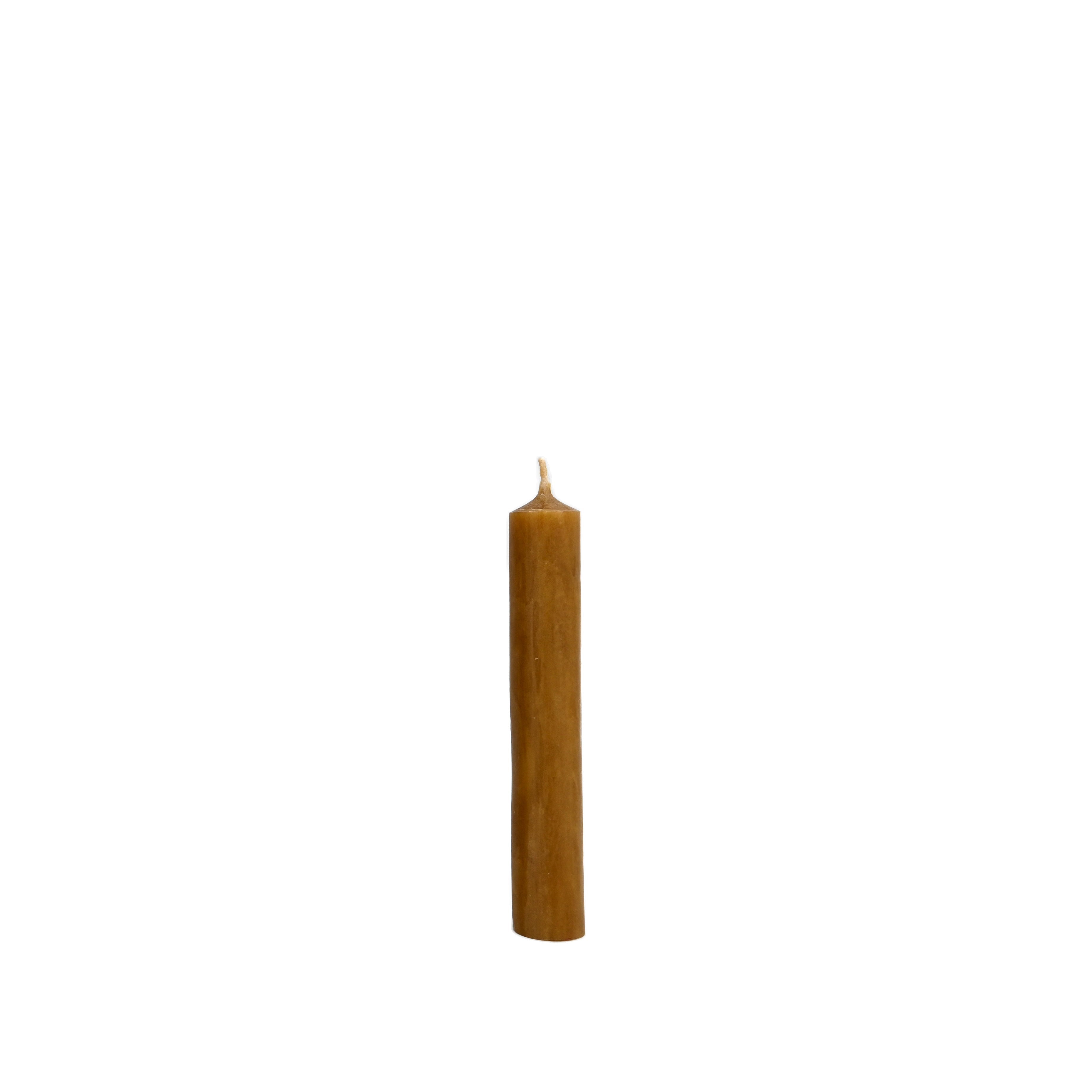 Single brown candle on a white background