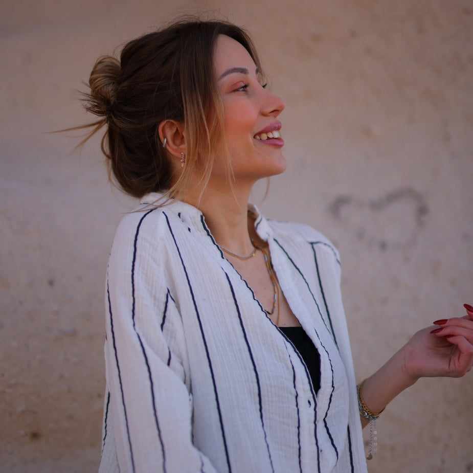 Black and White Striped Shirt Dress