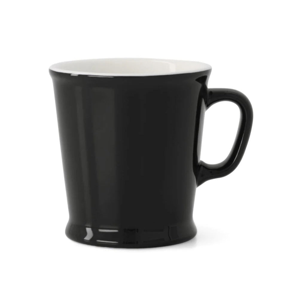 Black mug with a white interior on a white background