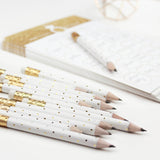 Mini Pencils - Gold Dot/White