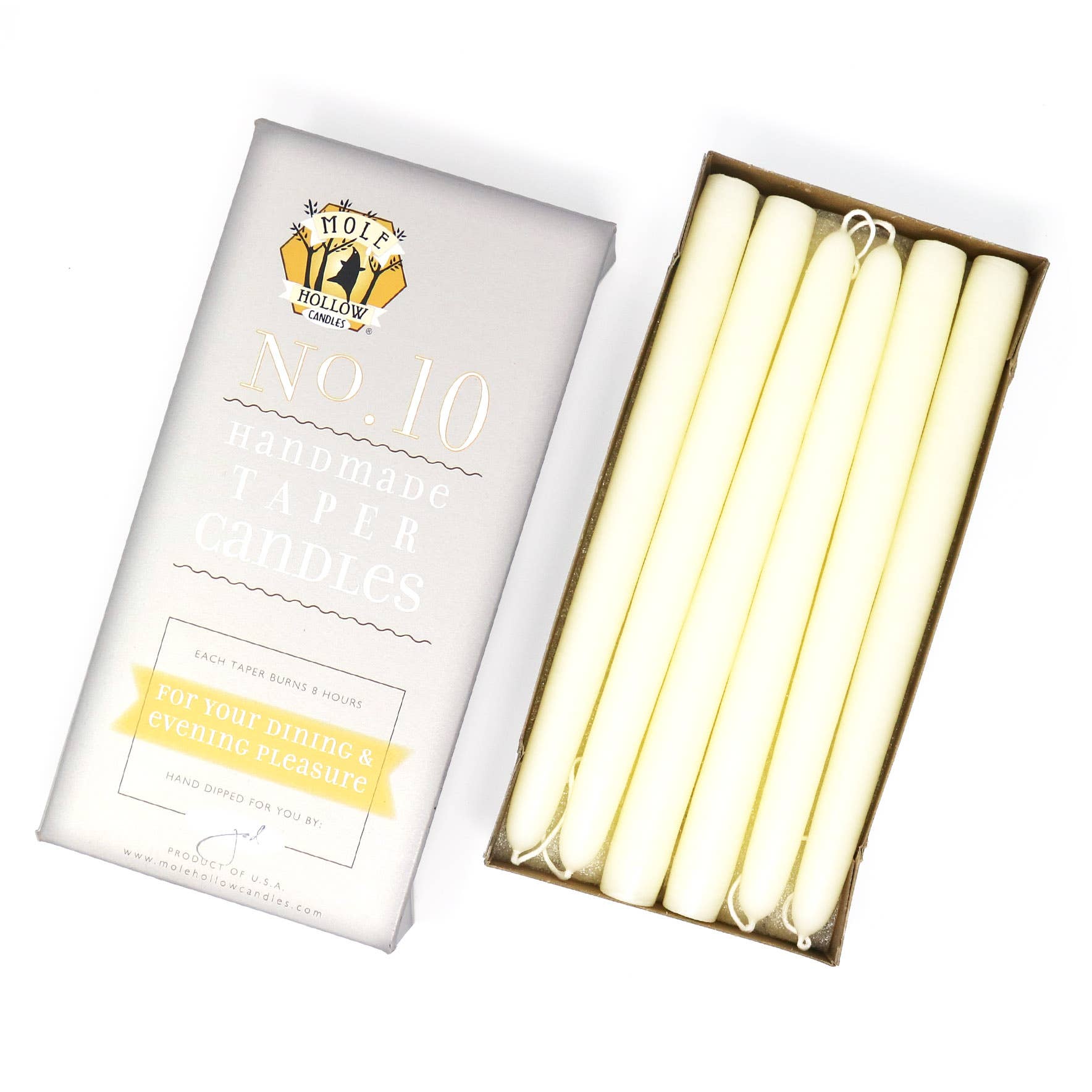 10" Hand Dipped Taper Candles – Mole Hollow Candles