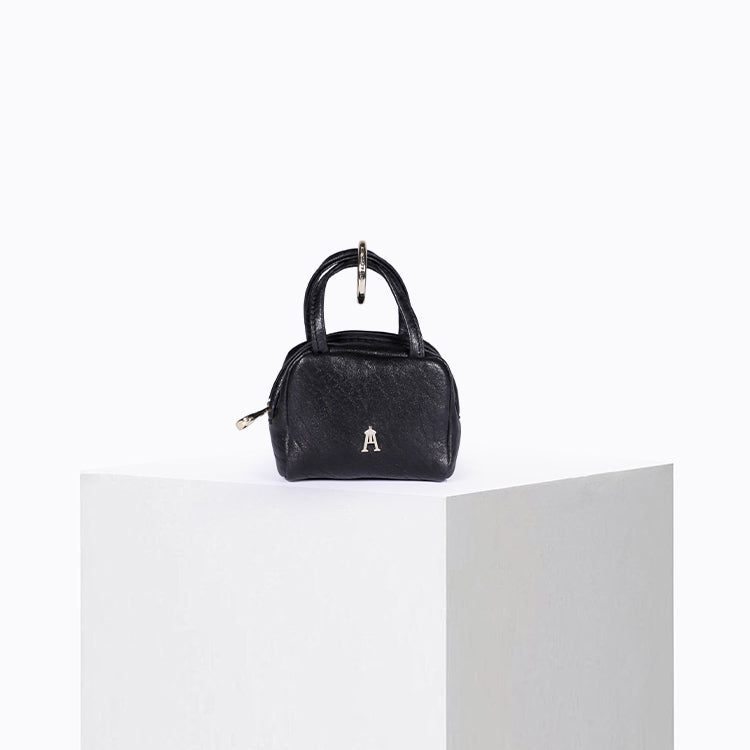 Black bubble leather mini pouch with Craie Studio charm – Craie Studio