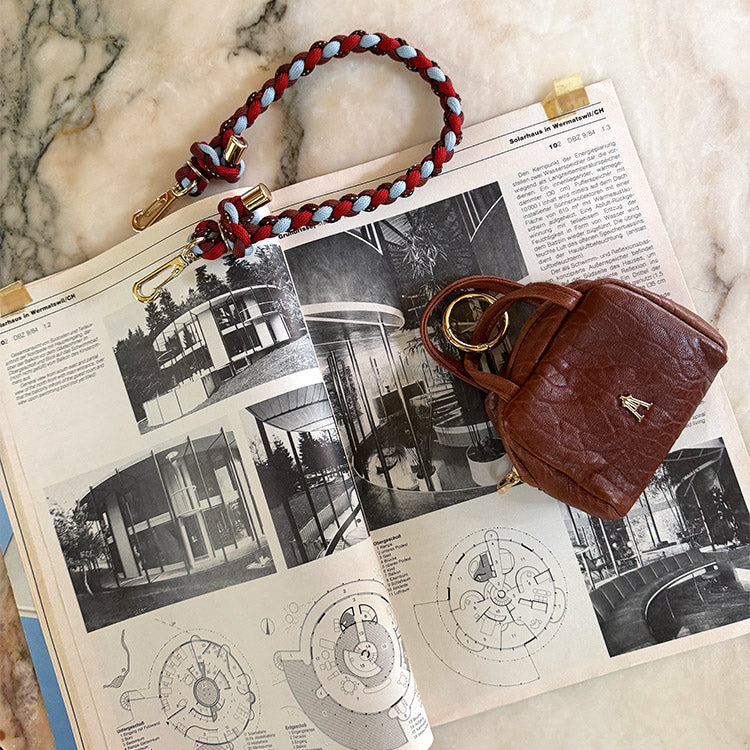 Cute bubble leather mini pouches in clay and black – Craie Studio